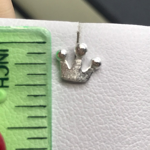 Sterling Silver 925 Crown Stud Earrings - Picture 3 of 3